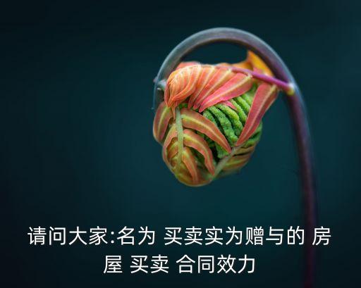 請問大家:名為 買賣實為贈與的 房屋 買賣 合同效力