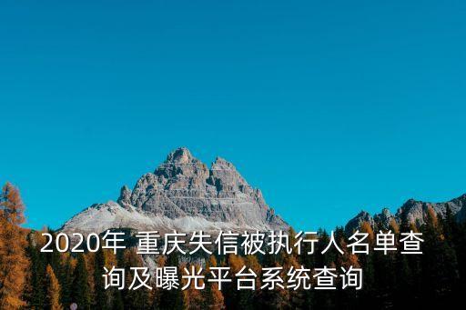 2020年 重慶失信被執(zhí)行人名單查詢及曝光平臺(tái)系統(tǒng)查詢