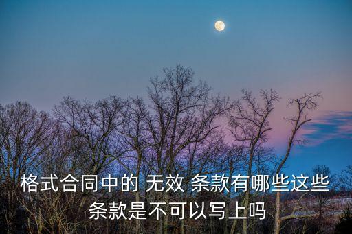 格式合同中的 無效 條款有哪些這些 條款是不可以寫上嗎