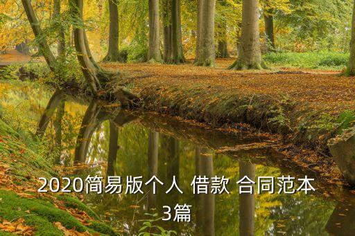 2020簡易版?zhèn)€人 借款 合同范本3篇