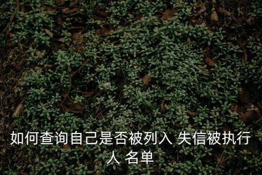 如何查詢自己是否被列入 失信被執(zhí)行人 名單