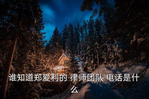 誰(shuí)知道鄭愛(ài)利的 律師團(tuán)隊(duì) 電話是什么