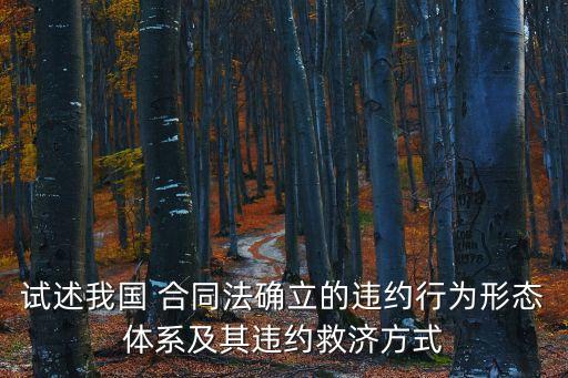 試述我國 合同法確立的違約行為形態(tài)體系及其違約救濟方式