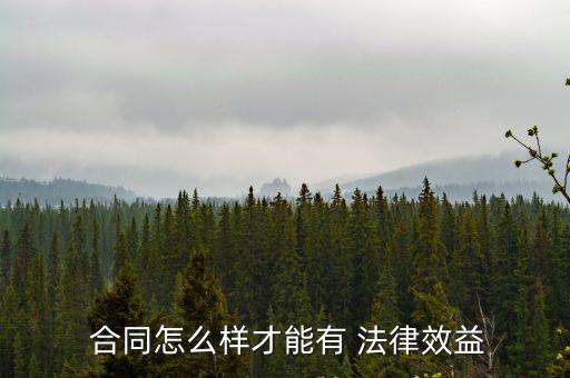  合同怎么樣才能有 法律效益
