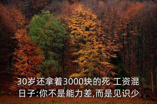 30歲還拿著3000塊的死 工資混日子:你不是能力差,而是見識少
