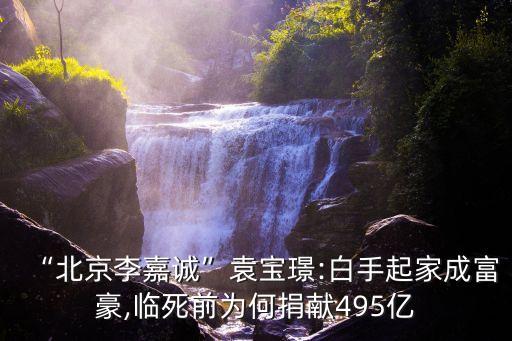 “北京李嘉誠”袁寶璟:白手起家成富豪,臨死前為何捐獻(xiàn)495億