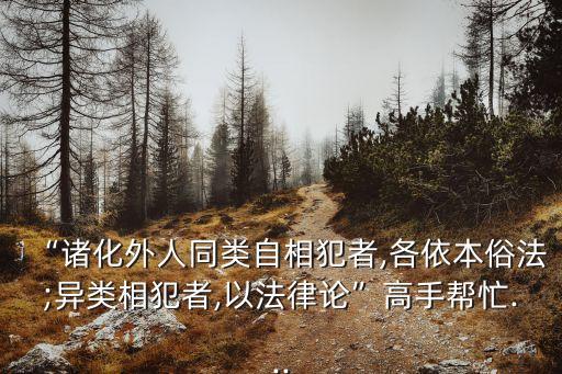 “諸化外人同類自相犯者,各依本俗法;異類相犯者,以法律論”高手幫忙...