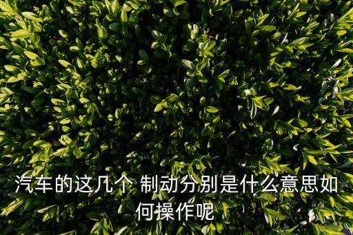 汽車的這幾個 制動分別是什么意思如何操作呢