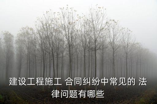建設(shè)工程施工 合同糾紛中常見的 法律問題有哪些