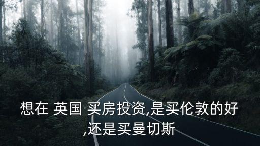 想在 英國 買房投資,是買倫敦的好,還是買曼切斯