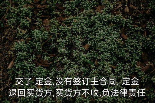 交了 定金,沒有簽訂主合同, 定金退回買貨方,買貨方不收,負法律責任