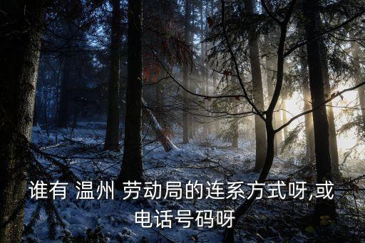 誰有 溫州 勞動局的連系方式呀,或 電話號碼呀