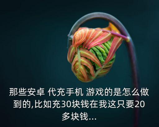 那些安卓 代充手機(jī) 游戲的是怎么做到的,比如充30塊錢在我這只要20多塊錢...