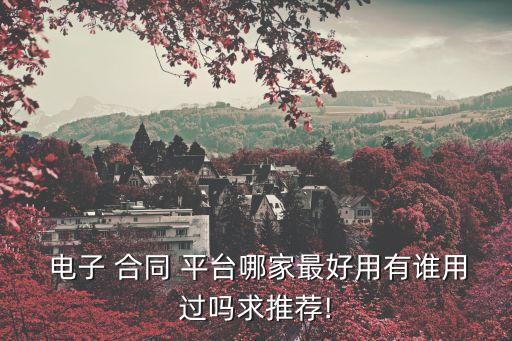  電子 合同 平臺(tái)哪家最好用有誰用過嗎求推薦!