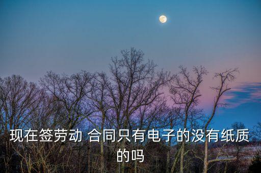 現(xiàn)在簽勞動(dòng) 合同只有電子的沒有紙質(zhì)的嗎