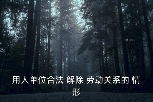 用人單位合法 解除 勞動(dòng)關(guān)系的 情形