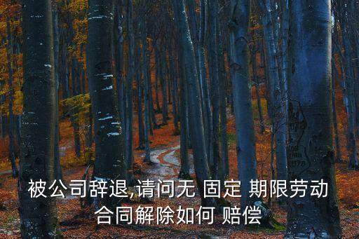 被公司辭退,請(qǐng)問(wèn)無(wú) 固定 期限勞動(dòng)合同解除如何 賠償
