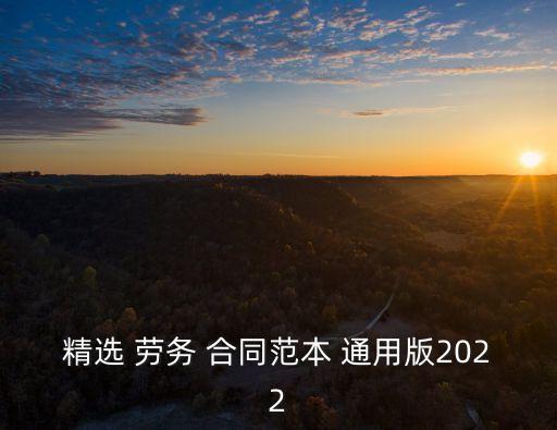 精選 勞務(wù) 合同范本 通用版2022