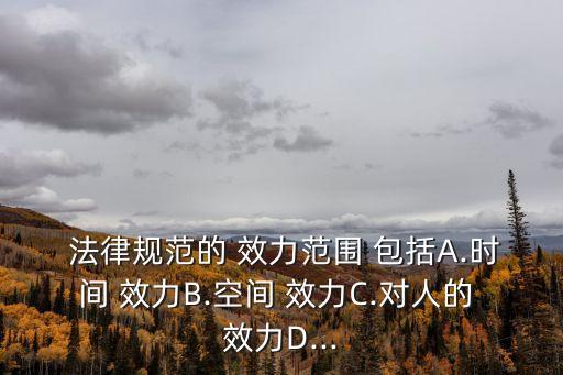  法律規(guī)范的 效力范圍 包括A.時間 效力B.空間 效力C.對人的 效力D...
