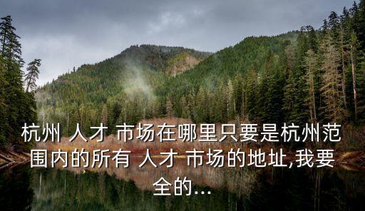 杭州 人才 市場(chǎng)在哪里只要是杭州范圍內(nèi)的所有 人才 市場(chǎng)的地址,我要全的...