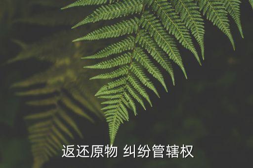  返還原物 糾紛管轄權(quán)