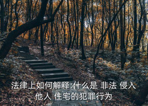 法律上如何解釋:什么是 非法 侵入他人 住宅的犯罪行為