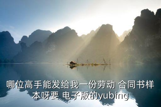 哪位高手能發(fā)給我一份勞動 合同書樣本呀要 電子版的yubing