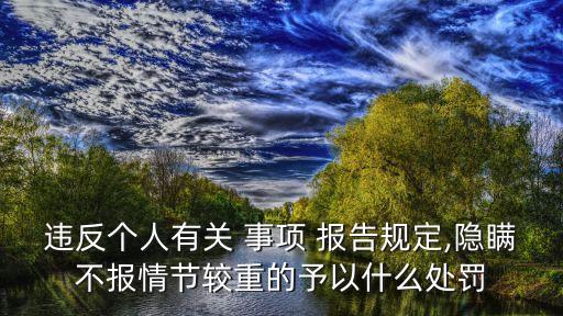 違反個人有關 事項 報告規(guī)定,隱瞞不報情節(jié)較重的予以什么處罰