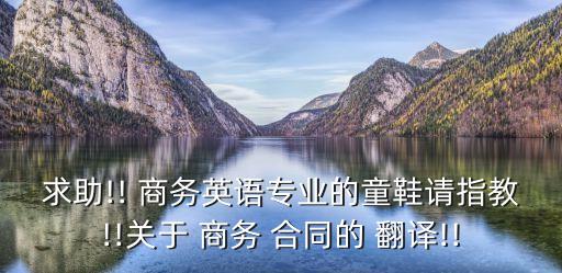 求助!! 商務(wù)英語(yǔ)專(zhuān)業(yè)的童鞋請(qǐng)指教!!關(guān)于 商務(wù) 合同的 翻譯!!