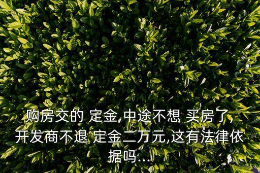 購(gòu)房交的 定金,中途不想 買房了,開發(fā)商不退 定金二萬元,這有法律依據(jù)嗎...