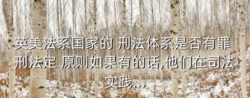 英美法系國家的 刑法體系是否有罪 刑法定 原則如果有的話,他們在司法實踐...