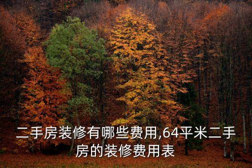 二手房裝修有哪些費用,64平米二手房的裝修費用表