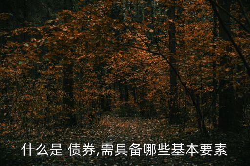 什么是 債券,需具備哪些基本要素