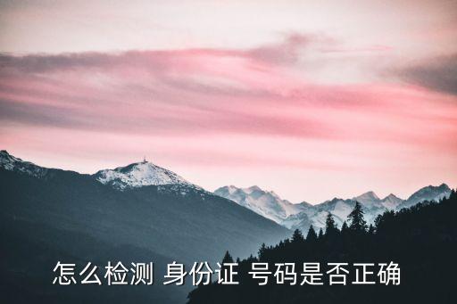 怎么檢測 身份證 號碼是否正確