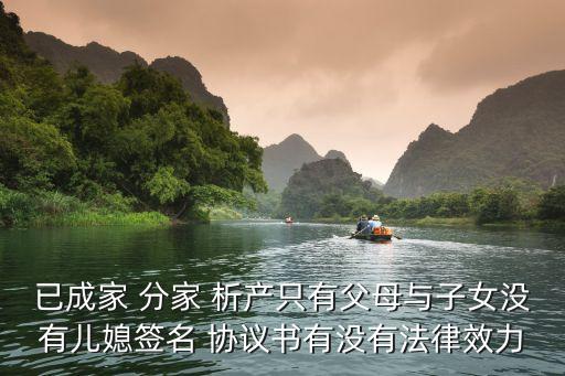 已成家 分家 析產(chǎn)只有父母與子女沒(méi)有兒媳簽名 協(xié)議書(shū)有沒(méi)有法律效力