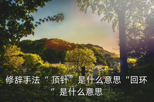 修辭手法“ 頂針”是什么意思“回環(huán)”是什么意思