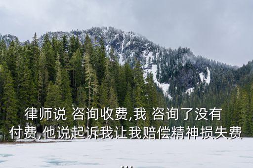 律師說(shuō) 咨詢(xún)收費(fèi),我 咨詢(xún)了沒(méi)有 付費(fèi),他說(shuō)起訴我讓我賠償精神損失費(fèi)...