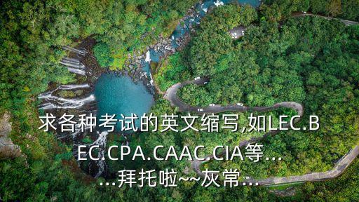 求各種考試的英文縮寫,如LEC.BEC.CPA.CAAC.CIA等……拜托啦~~灰常...