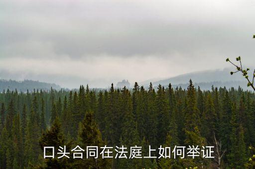  口頭合同在法庭上如何舉證
