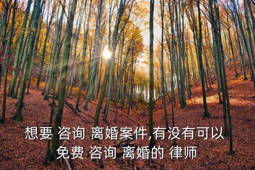 想要 咨詢 離婚案件,有沒有可以 免費 咨詢 離婚的 律師