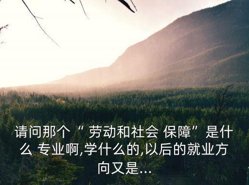 請(qǐng)問(wèn)那個(gè)“ 勞動(dòng)和社會(huì) 保障”是什么 專業(yè)啊,學(xué)什么的,以后的就業(yè)方向又是...