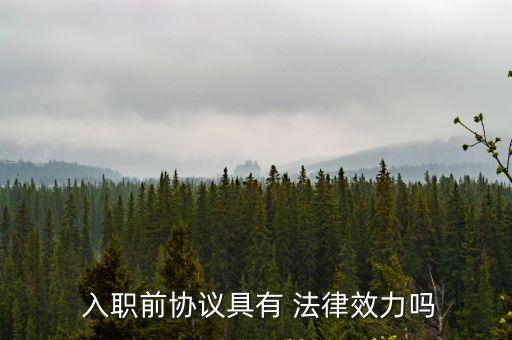  入職前協(xié)議具有 法律效力嗎