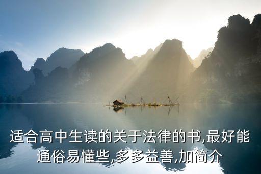 適合高中生讀的關(guān)于法律的書,最好能通俗易懂些,多多益善,加簡介