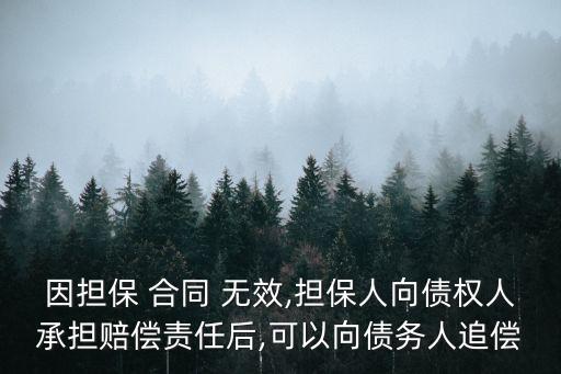 因擔(dān)保 合同 無效,擔(dān)保人向債權(quán)人承擔(dān)賠償責(zé)任后,可以向債務(wù)人追償