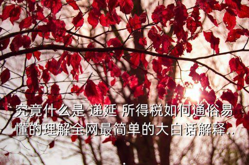 究竟什么是 遞延 所得稅如何通俗易懂的理解全網(wǎng)最簡單的大白話解釋...