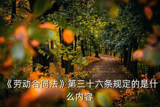 《勞動(dòng)合同法》第三十六條規(guī)定的是什么內(nèi)容