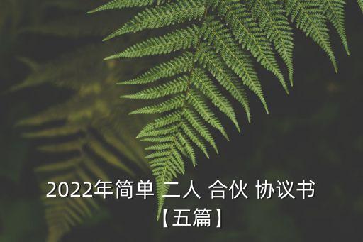 2022年簡(jiǎn)單 二人 合伙 協(xié)議書(shū)【五篇】