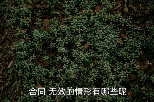  合同 無效的情形有哪些呢