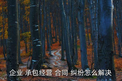 企業(yè) 承包經(jīng)營 合同 糾紛怎么解決