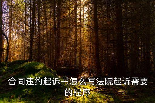  合同違約起訴書怎么寫法院起訴需要的程序